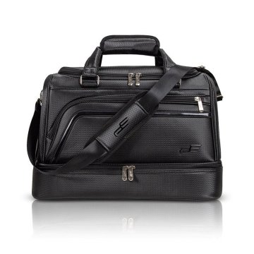 ゴルフトートバッグ 二層式 ラウンドトート PUレザー 2WAY シューズポケット付き ショルダー付き 防水 大容量 ジム 旅行 ブラック hw693bk