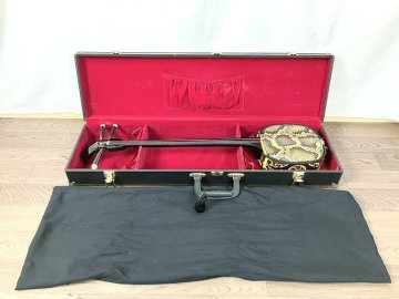 【え沖】琉球三線 三味線 蛇皮 全長約79cm 棹重量572g ソフト＆ハードケース付き 和楽器 弦楽器 伝統楽器 沖縄 MH054MRR76