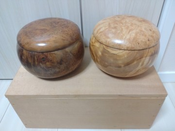 瘤杢　碁笥 碁石入れ 木製 囲碁　蔵出し品 手作り 木製 銘木