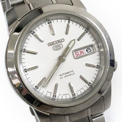 美品 SEIKO セイコー 5 ファイブ 腕時計 SNKE49K1 自動巻き 機械式 オートマティック カレンダー ホワイト アナログ カレンダー 動作OK