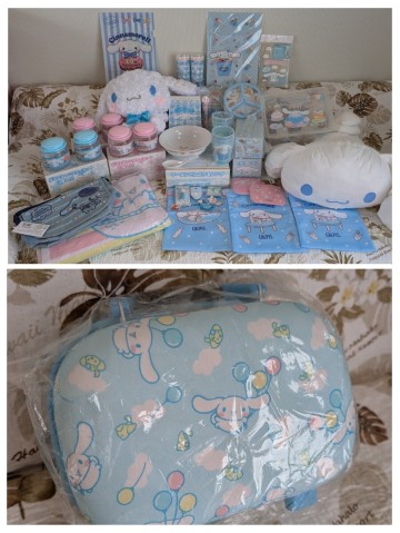 ①新品★サンリオ　シナモロールグッズ大量セット★まとめて★食器グラス/どんぶり/バッグ/タオル/ぬいぐるみ/収納ケース/ペン小物詰め合せ