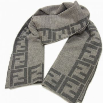 参考定価8万◇FENDI ウール100％ ロングマフラー フェンディ FFロゴ総柄 メンズ レディース イタリア製 1円スタート
