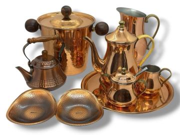 COPPER100 コッパー 新光金属/純銅製 キッチンウェアセット/コーヒーポット ティーポット シュガーポット ミルクポット プレート ケトル 