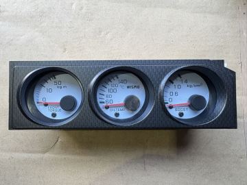 NISMO ニスモ BCNR33 スカイライン GT-R ホワイト 3連 トルク 油温 ブースト メーター 日産 NISSAN カーボンパネルusdm