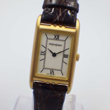 490985★【1円スタート】Yves Saint Lauren サンローラン 稼動品 YSL アイボリー ローマン レディース 時計 クォーツ ケース17mm