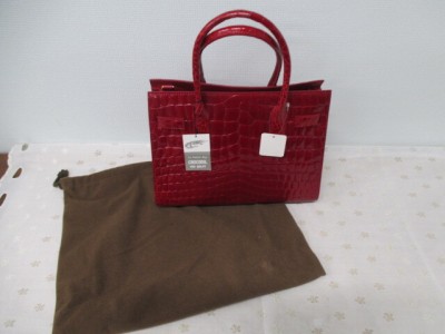☆【美品】Cenuine クロコダイル レディースハンドバッグ レッド 赤ファションバッグ ハンドバッグ ショルダーバッグ 激安 1円スタート