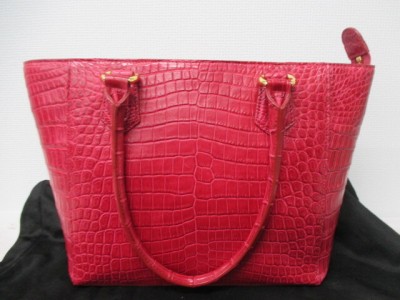 ☆【美品】Cenuine クロコダイル レディースハンドバッグ ピンクレッド ファションバッグ ハンドバッグ 激安 1円スタート