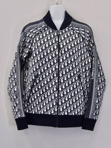 ★☆美品 Christian Dior クリスチャンディオール オブリーク ジップアップジャケット 143G33A4057 ネイビー サイズM☆★