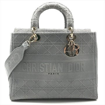 1円 美品 Christian Dior レディディオール カナージュ 2way ハンド ショルダー バッグ グレー ブランド レディース Bag かばん a10394