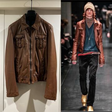 奇跡のフランス製 44 ディオールオム 05AW Tポケットレザージャケット セリーヌ及びサンローランパリのエディスリマンによる最高傑作