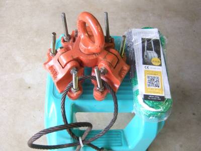 ★送料無料★タコマン三脚ヘッド TS-20 2トン★新品スリングベルト（荷重２T）、中古ワイヤー（約１M）付★伐根・重量物移動★φ46mm~90mm 