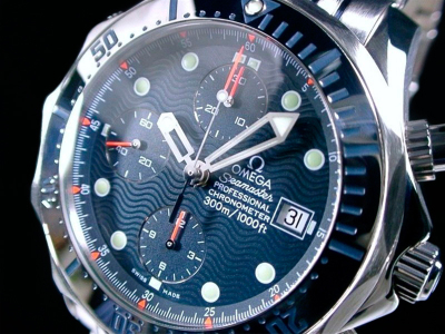 ★極美品 OMEGA &Omega; オメガ シーマスター クロノグラフ バルジュー7750 ネイビー 2598.8000 300m 綺麗！★