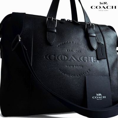 極美品●最高級COACH コーチ ハドソン メンズ 2way ビジネスバッグ トートバッグ ショルダー 大容量 A4 PC 書類鞄 レザー 本革 ブラック 黒