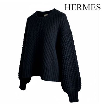 ★1円～! 圧巻 極美品 HERMES カシミヤ80% 3D ニット 34 黒 20AW 21AW マルジェラ期 好きにも エルメス 正規品