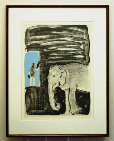 ☆コレ売切り！　香月泰男　動物シリーズⅠ～象　8号　1970年　直筆サイン　作者最晩年人気シリーズの逸品です！☆