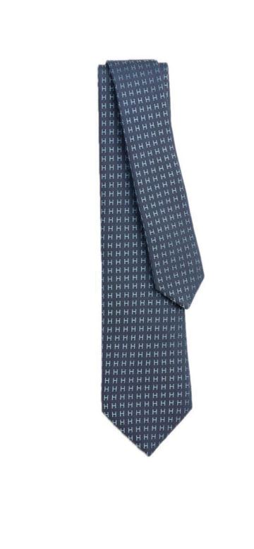 【新品】エルメス ネクタイ 約7㎝ 都内購入現行モデル ジャガード シルク ファソネ H036322T ネイビー 紺 2025年11月購入 未使用品 HERMES 