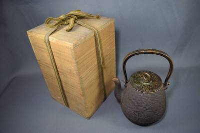 鉄瓶 銅鎚起蓋 環摘み 瓶掛 湯沸 鉄壺 茶道具 