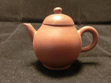 【S唐物 宝珠式盛蓋 朱泥茶銚】 仕覆付き 中国古玩 茶注 急須 紫砂 茶壺 煎茶道具 古箱