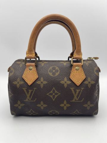 美品 ルイヴィトン ハンドバッグ モノグラム ミニスピーディ M41534 ブラウン レディース LOUIS VUITTON ポーチ ミニバッグ TH0952