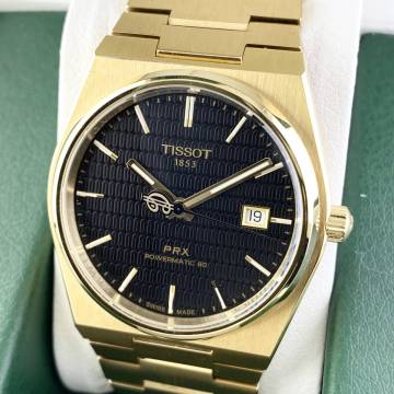 【1円〜】TISSOT ティソ 腕時計 メンズ AT 自動巻 POWERMATIC 80 パワーマティック PRX ブラック文字盤 ゴールド 裏スケ デイト 可動品