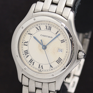 1円 カルティエ パンテールクーガーLM W35002F2 987904C002196 QZ シルバー文字盤 メンズ腕時計 2281510 11TLT SMZ