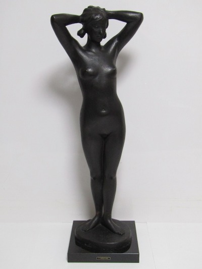 彫刻巨匠 増山俊春 作 大型 ブロンズ像 おさげの少女 高さ70cm オブジェ 置物 師:舟越保武 kl08-1139[OTO]