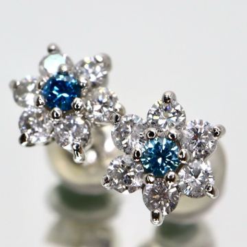 K18WG/Pt900!!0.15/0.15ct!!■天然ダイヤモンドピアス■N 約1.5g diamond pierce ブルーダイヤ ジュエリー jewelry EA6/U681