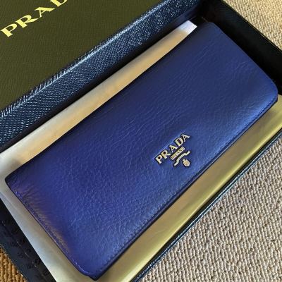 一円　 美品　PRADA プラダ 長財布　サフィアーノレザー　 ウォレット ロングウォレット 財布 レザー　ブルー