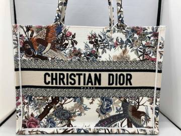 【売り切りセール】1円スタート Christian Dior クリスチャン ディオール ブックトート 50-MA-0263 バッグ 鳥花柄