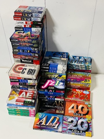 ★カセットテープ★　まとめて95本　SONY　TDK　maxell　AXIA　National　ノーマル　ハイポジ　記録媒体　未使用