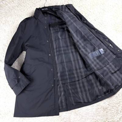 極美品2wayダウンBURBERRY LONDONダウンライナー付ナポレオンコートXL.LL~Lマリントレンチコート黒ノバチェック柄 比翼バーバリーロンドン