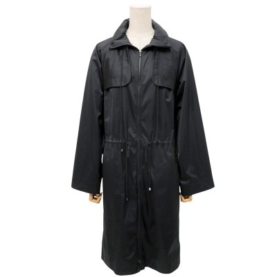 MI3111#イタリア製*エルメス*HERMES*撥水*ロングコート*フード収納可*スプリングコート*ブラック系*サイズ36