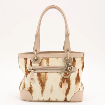 1円■美品■クリスチャンディオール■ベージュ レザー キャンバス ショルダーバッグ 肩掛け ハンド レディース MMM CY52-9