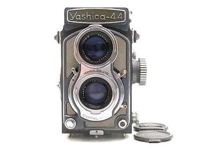 e14875　Yashica-44 1:3.5 f＝60mm ヤシカ 2眼レンズ シャッターOK 難あり