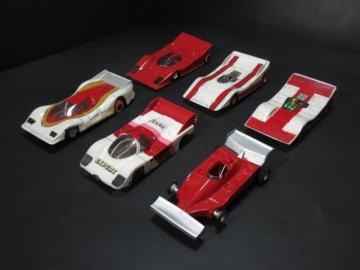オ341◇ レーシングカー スロットカー クリアボディ 塗装済 / 計6点 / 青柳金属工業 自動車模型 サーキット 昭和レトロ 当時物 / 現状渡し