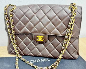 1円～ CHANEL シャネル マトラッセ Wフェイス Wフラップ ターンロック Wチェーン ショルダーバッグ ブラウン系 レディース