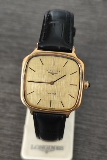 稼働品 ロンジン メンズ腕時計 ゴールド絹目文字盤 