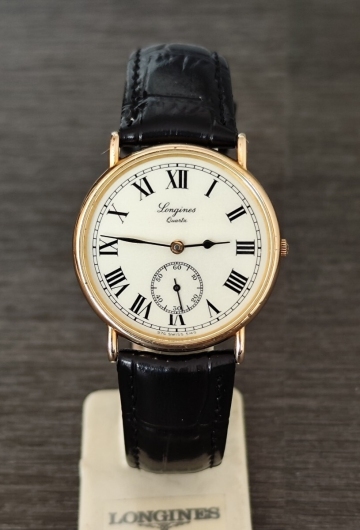 稼働品 ロンジン 150周年記念モデル アイボリーローマ数字文字盤 二針スモセコ秒針 