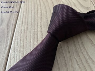 新品 COMME CA MEN コムサメン 日本製 ソリッド レギュラー シルクネクタイ 12ボルドー Fサイズ 66NM04 定価13,200円