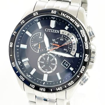 【1円スタート】CITIZEN シチズン E610-S074339 クロノグラフ エコドライブ SS 電波ソーラー メンズ腕時計 515039