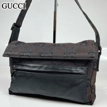 1円1スタ GUCCI グッチ ショルダーバッグ レザー ブラック GG柄 斜め掛け 黒 GGキャンバス クロスボディ ハンドバッグ 手持ち ミニバッグ 