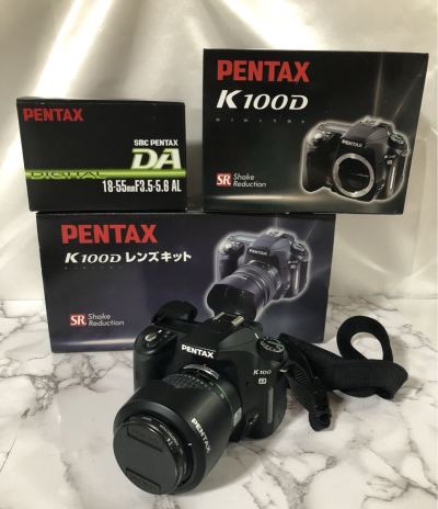 488え【稼動品】 PENTAX K100D デジタル一眼レフカメラ レンズ SMC PENTAX-DA 1:3.5-5.6 18-55mm 箱付き　初期化済み　１円〜