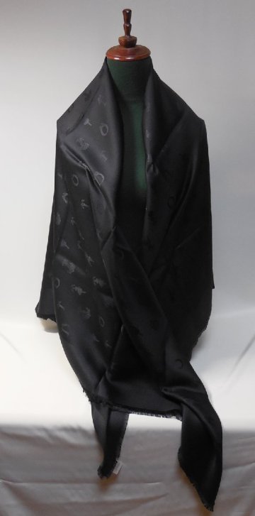 1円スタート ディオール ストール ショール SO DIOR ブラック 140cm X 140cm ジャガード織り 11SOD140I650 C900