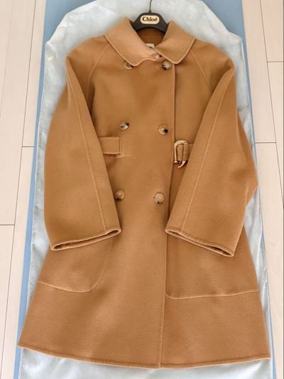 HERMES エルメス ピュアキャメル ダブルフェイス ロングコート38ゆったりめ