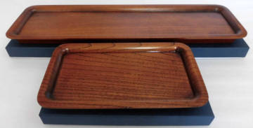 土佐欅（けやき）尺二一文字盆&対閑盆　摺漆仕上　煎茶道具