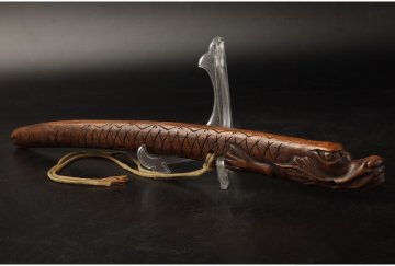 [URA]茶道具/木彫龍文茶刀/20-10-23　(検索)骨董/煎茶器/茶道具/茶匙/茶合/茶刀