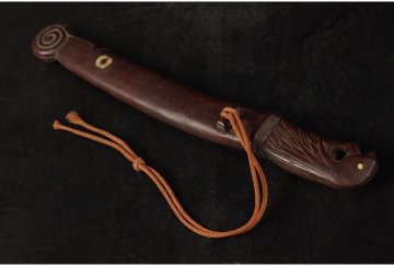 [URA]茶道具/木彫鳥文茶刀/20-10-24　(検索)骨董/煎茶器/茶道具/茶匙/茶合/茶刀