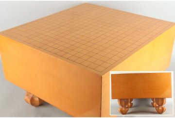 [URA]本榧製足付19路碁盤/厚み17.9cm/約16kg/12-11-33 (検索)骨董/囲碁/将棋/碁笥/碁石/カヤ/榧