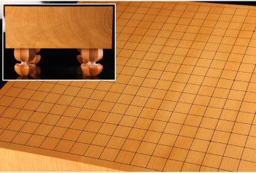 [URA]本榧製足付19路碁盤/厚み17cm/約19.5kg/4-11-112　(検索)骨董/囲碁/将棋/碁笥/碁石/カヤ/榧