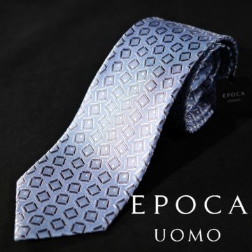 新品1円～★定価1.4万 エポカ ウォモ EPOCA UOMO 日本製 シルク絹100% ネクタイ 織柄 ブルー 正規店本物 ◆8142◆